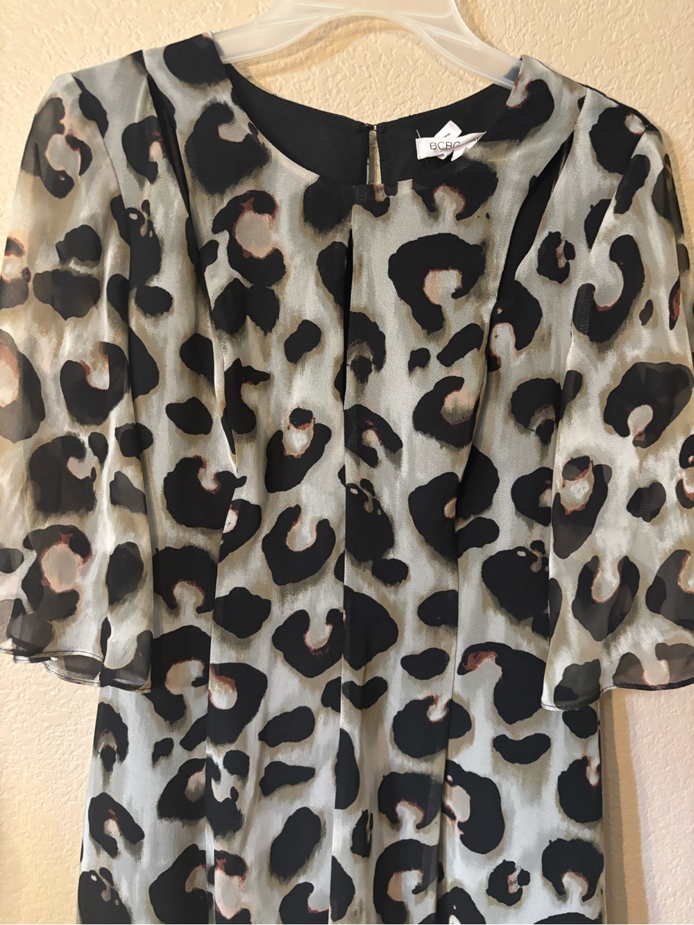 BCBGeneration Romper Size 8 Leopard Print Black, Cream, Brown Open Slits Flowy - Picture 4 of 16